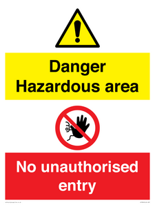 Danger Hazardous area
No unauthorsied entry